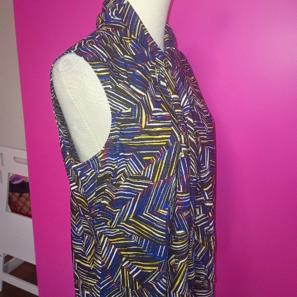 Evan Picone Ladies Striped Split Front Tie Summer Blouse (Size Large) - Picture 6 of 8